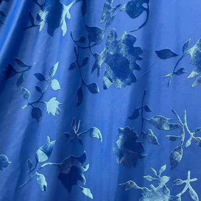 Vestidos de fiesta elegantes de sirena con tirantes finos y estampado floral azul, de satén, para invitadas de boda de verano, DP741