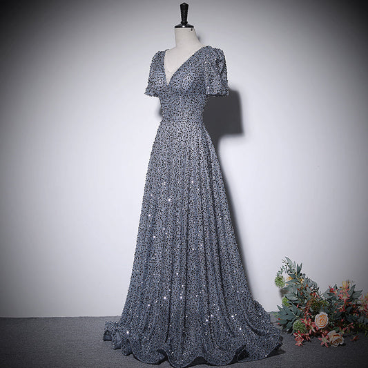 Silver a line evening dress new prom dress party gowns     fg227
