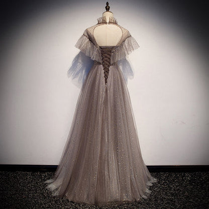 Simple A line Prom Dresses Tulle Evening Dress    fg231