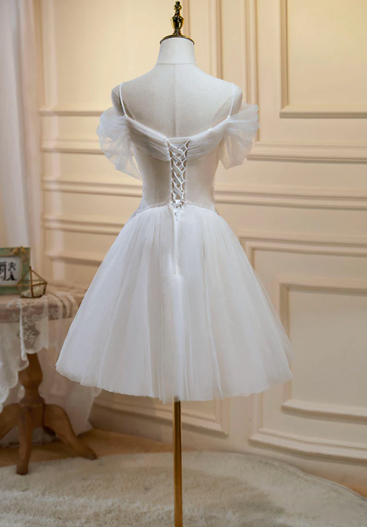 Champagne tulle lace short prom dress homecoming dress   fg257