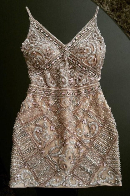 Shinning Crystal Beaded Sheath Short Homecoming Dress     fg28