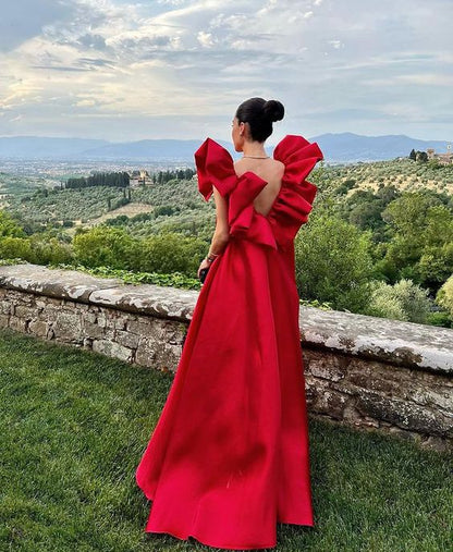 Vestidos de fiesta formales largos rojos, vestidos de fiesta de boda de moda