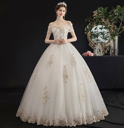 White tulle lace long ball gown dress formal dress  10116