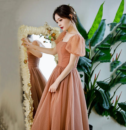 Cute tulle long prom dress A line evening gown  10128