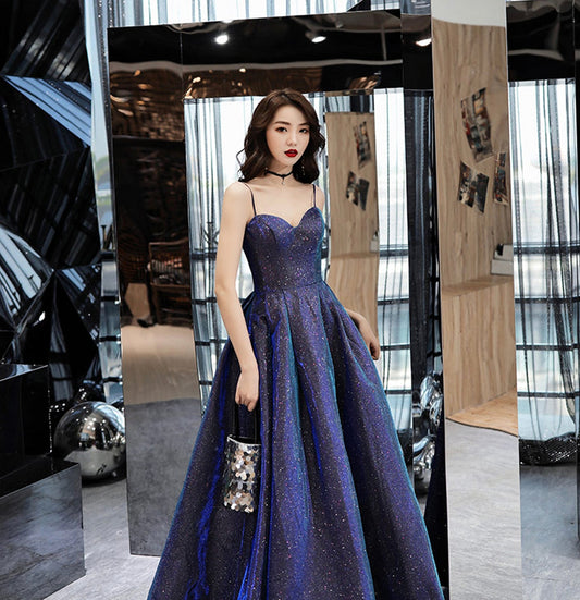 Simple satin long prom dress A line evening gown  10110