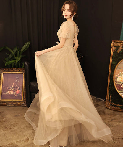 Cute v neck tulle long prom dress evening dress  8467