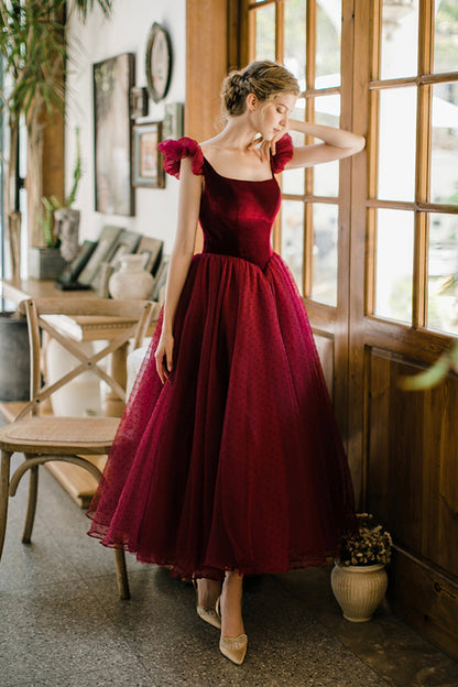 Pink/Red Cute A-line Long Prom Dress Evening Dress Graduation Party Dress 8646