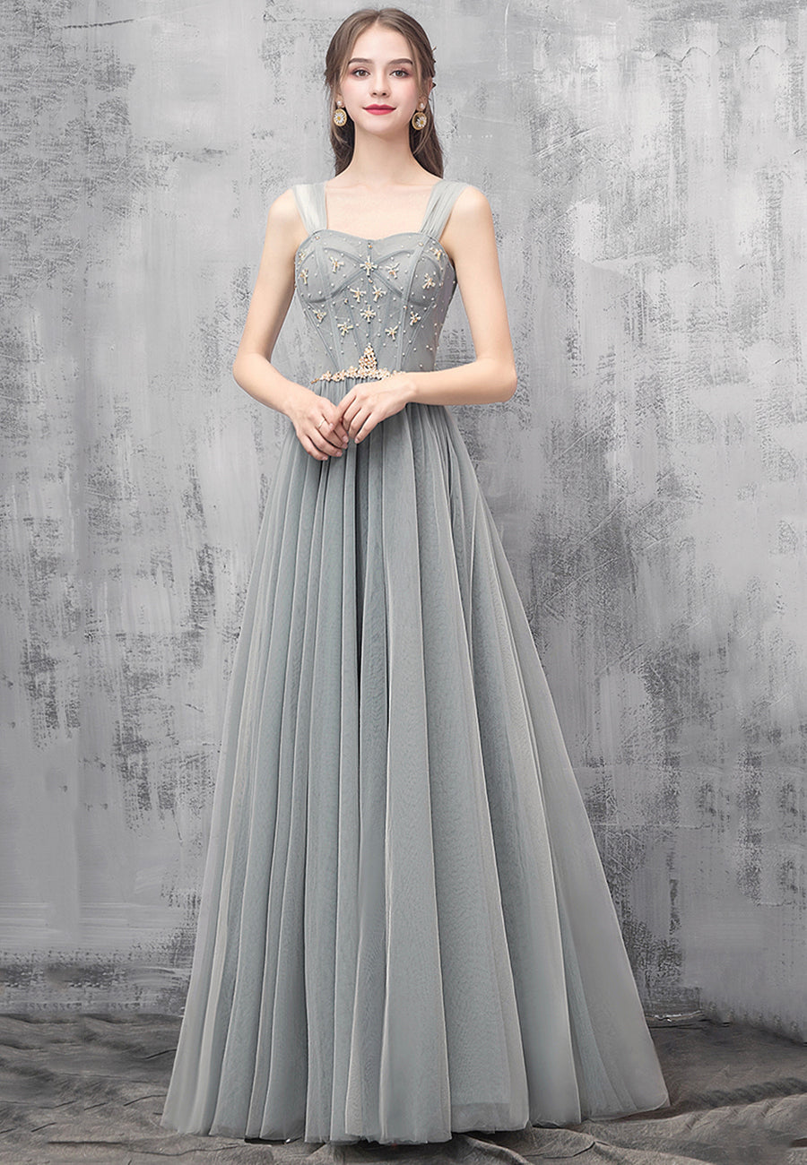 Cute tulle long prom dress evening dress  8493