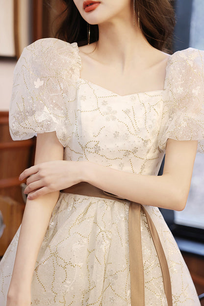 Sweet A line sequins short prom dress  8677