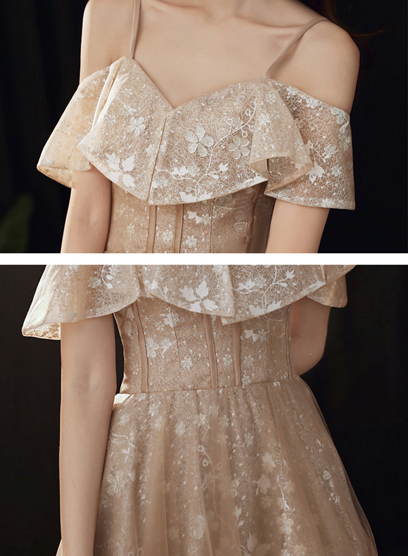 Cute tulle lace long prom dress evening dress  8461