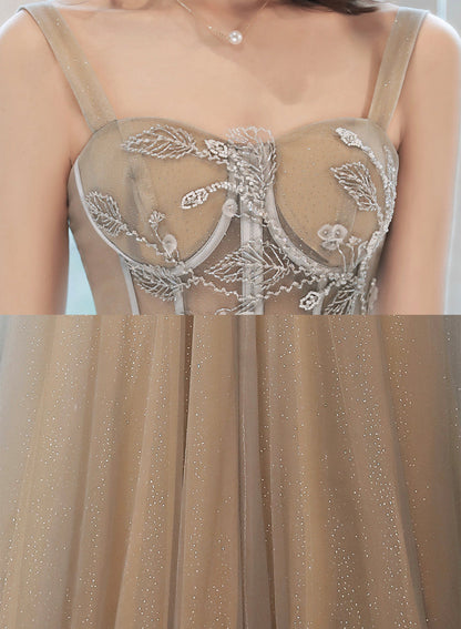 Lovely tulle lace long prom dress evening dress  8486