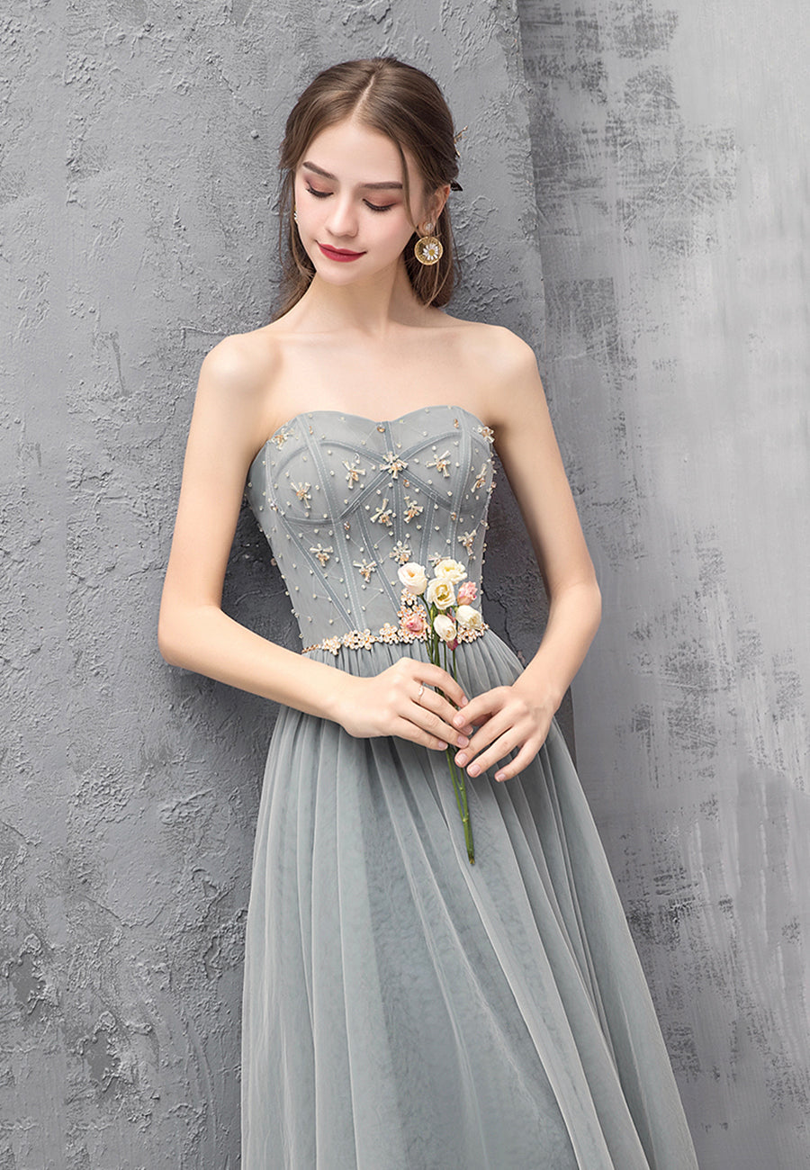 Cute tulle long prom dress evening dress  8493