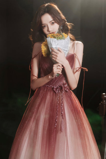 Stylish tulle long A line prom dress evening dress  8668