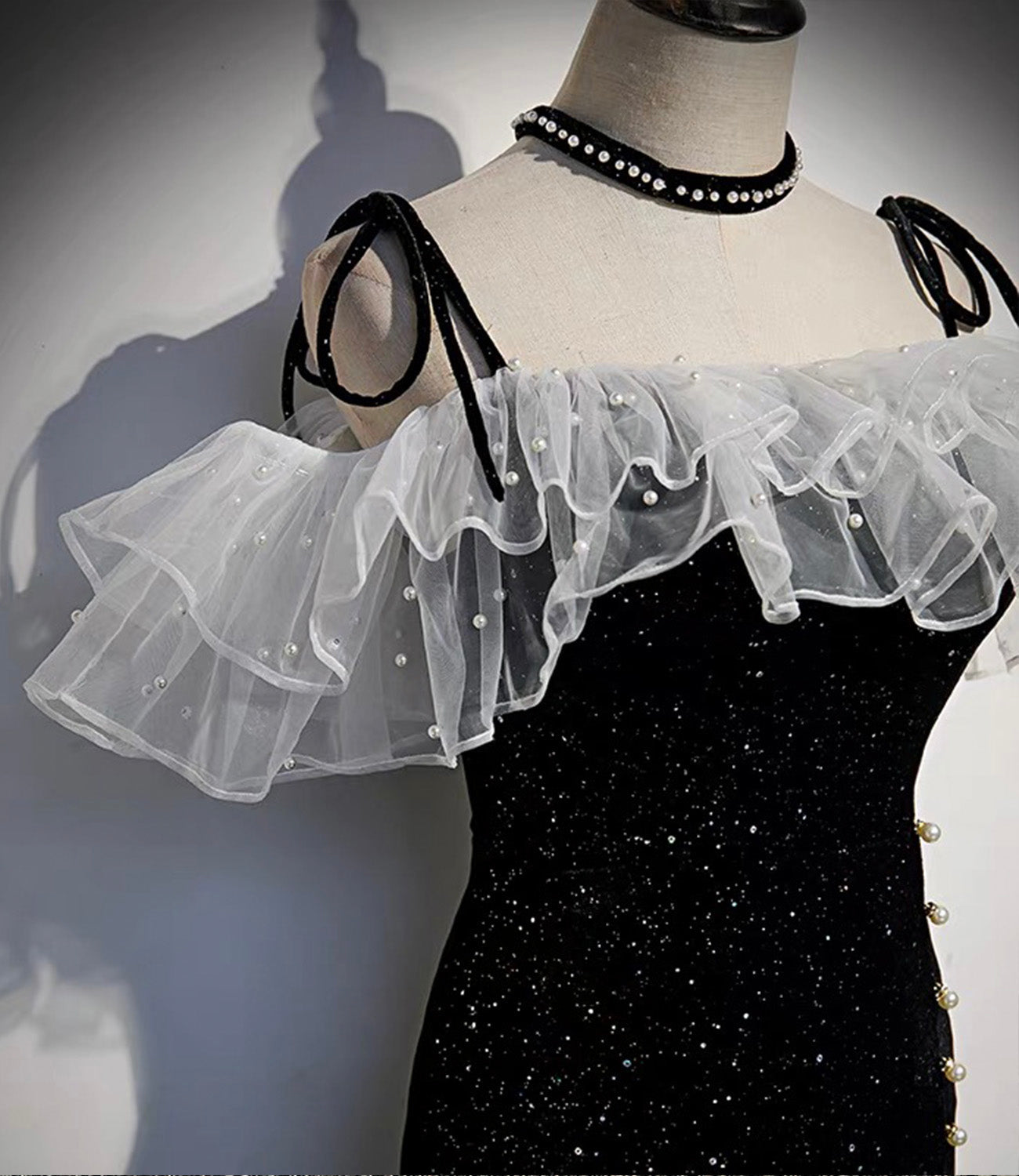 Black long mermaid prom dress black evening dress  8927