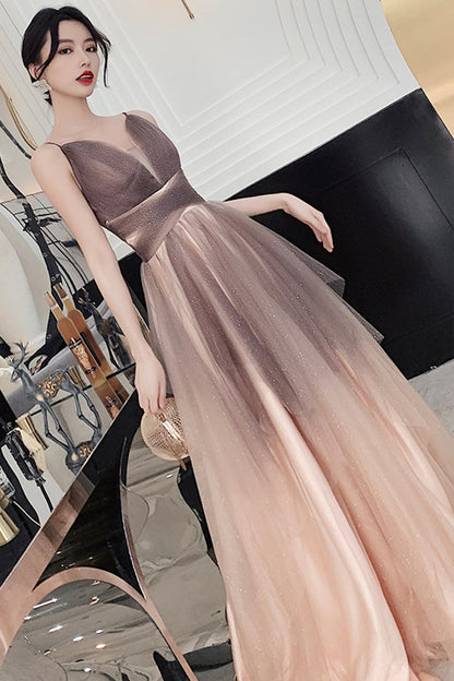 Cute tulle long A line prom dress evening dress  8858