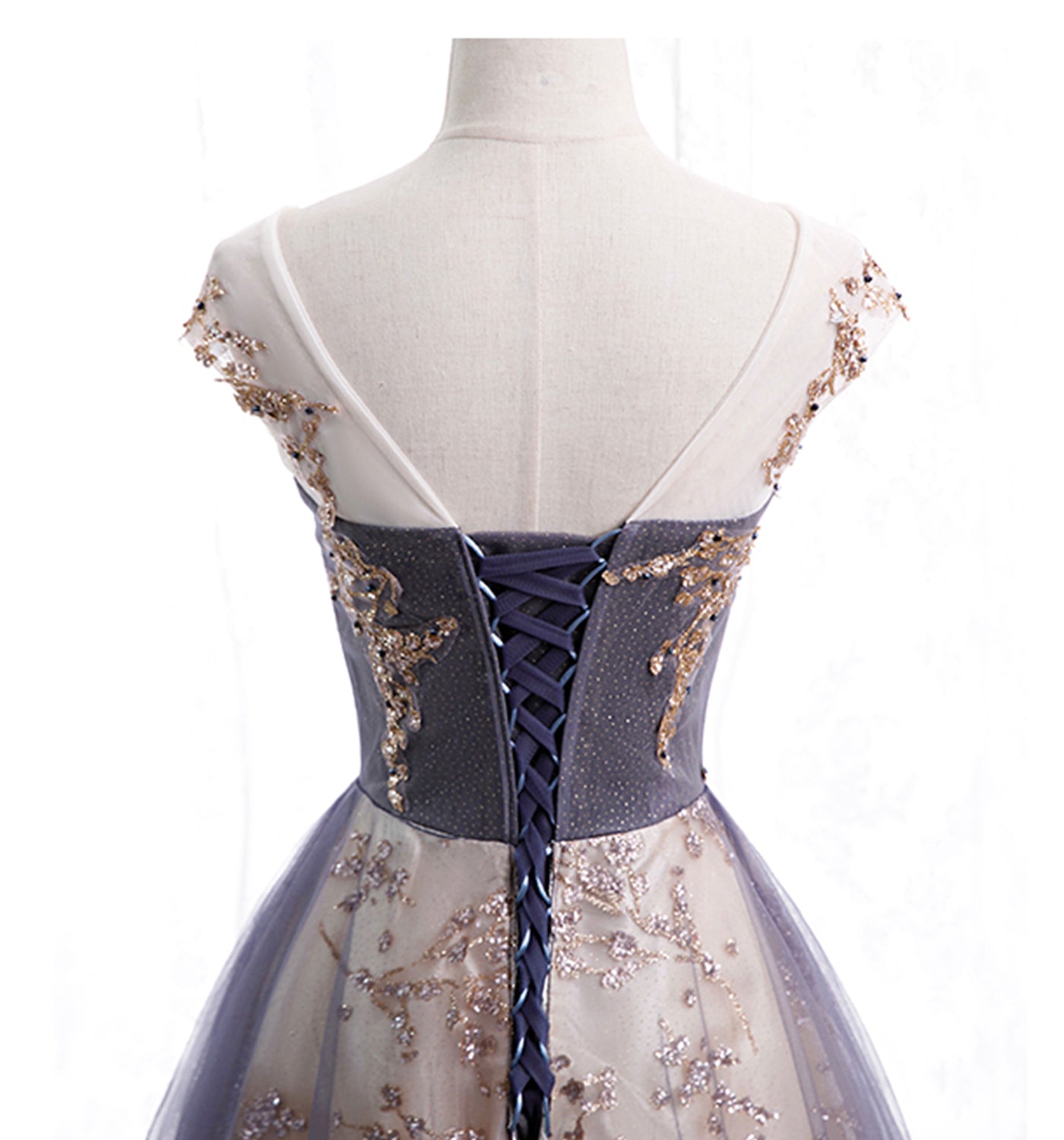 Cute tulle sequins long prom dress evening dress  10011