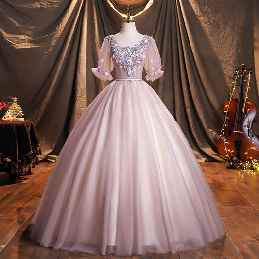Cute tulle lace long ball gown dress formal dress  8914