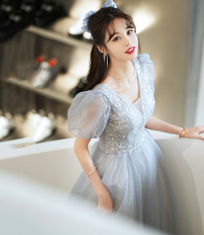 ray tulle beads long prom dress evening dress  8967