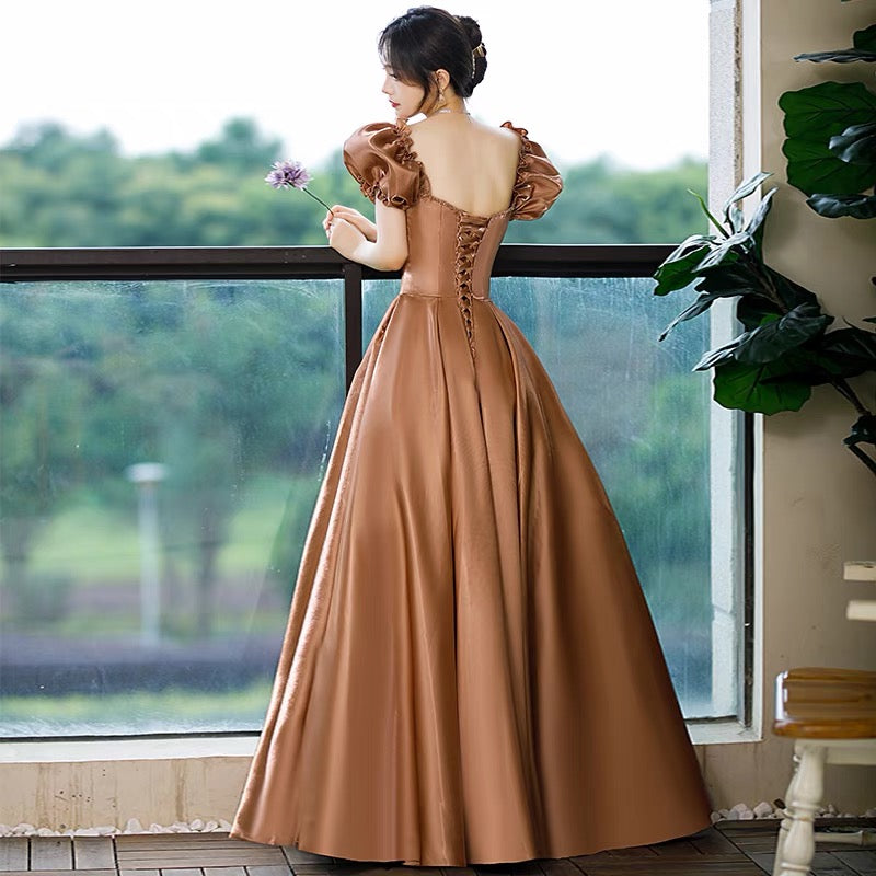 Lovely A line satin long prom gown princess dress  8958