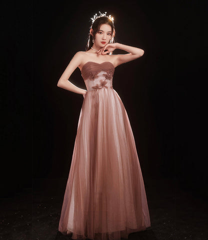 Cute tulle long A line prom dress evening dress  8841