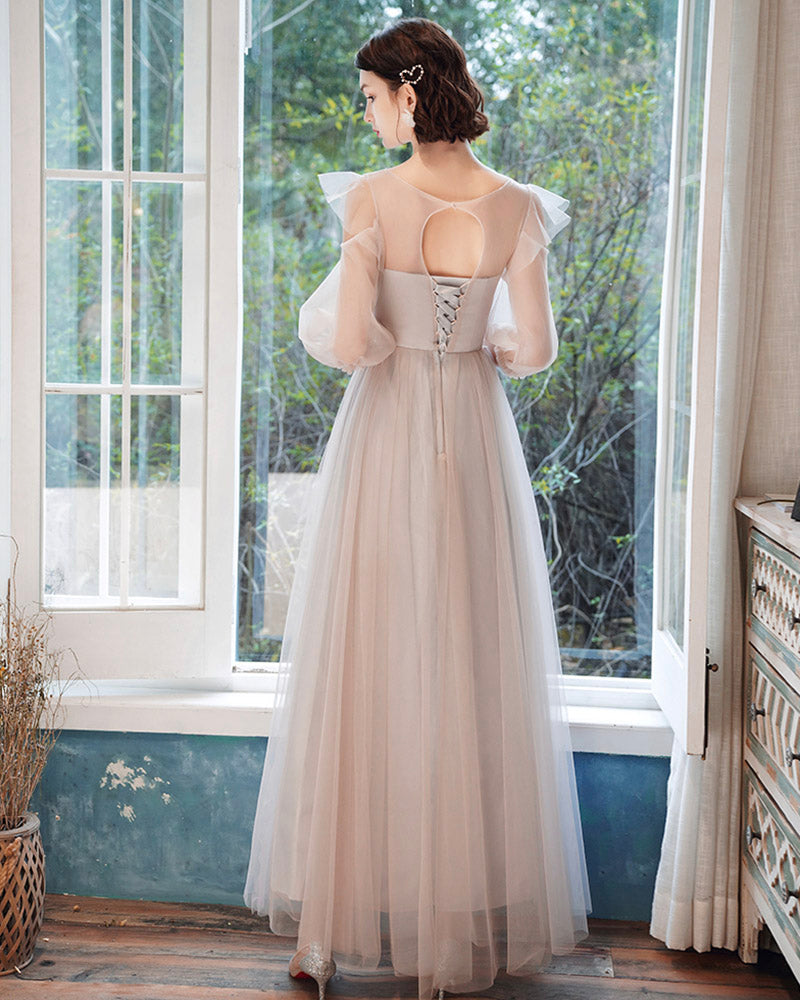 Elegant lace long A line prom dress evening dress  8413