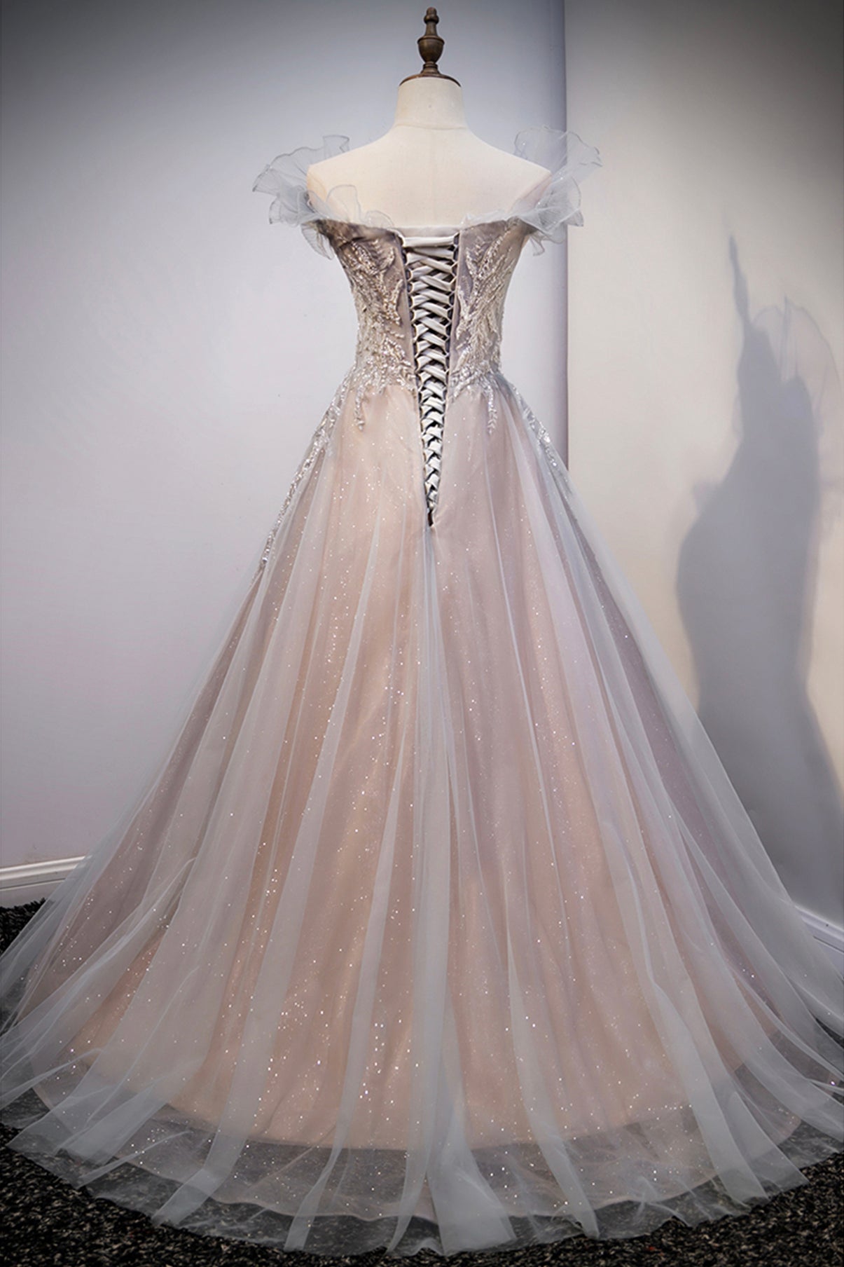 Cute lace long A line prom dress evening dress  8726