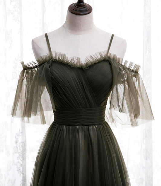 Simple tulle long A line prom dress evening dress  8930