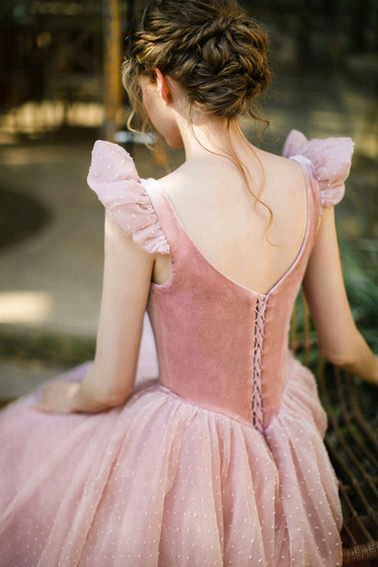 Pink/Red Cute A-line Long Prom Dress Evening Dress Graduation Party Dress 8646