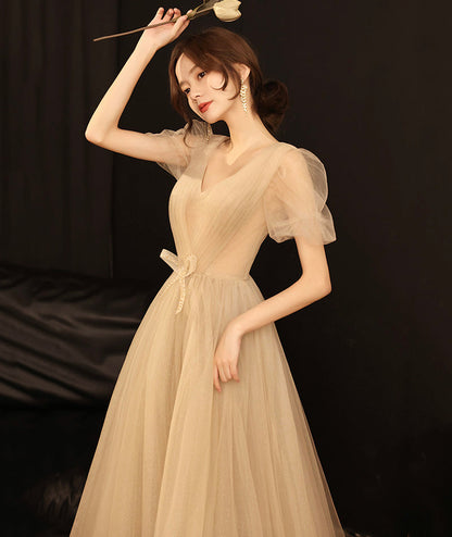 Cute v neck tulle long prom dress evening dress  8467