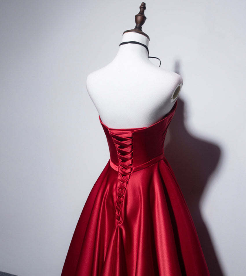 Simple satin long prom dress A line evening dress  8546