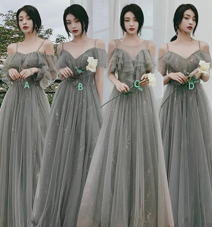Cute tulle long A ine prom dress evening gown  10136
