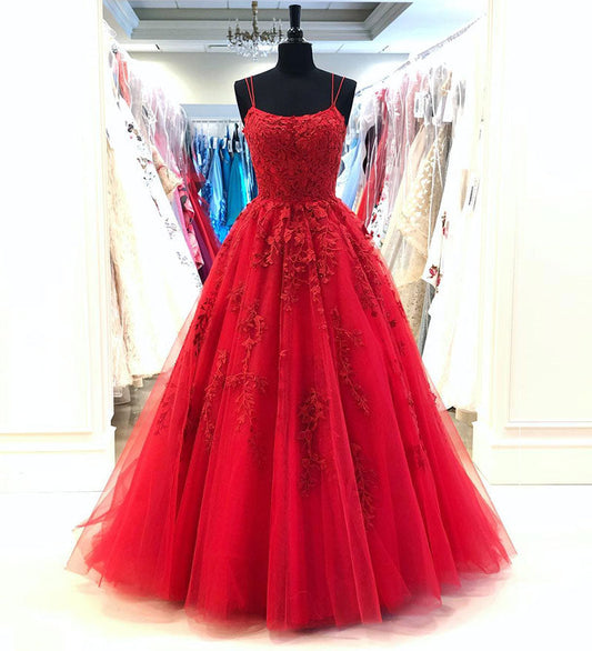 Burgundy lace long prom dress evening dress  8190