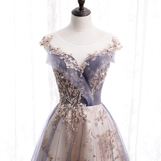 Stylish tulle sequins long prom dress formal dress  8368