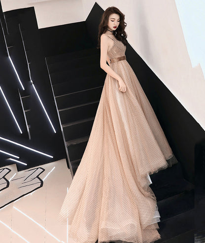 Simple v neck tulle long ball gown dress formal dress  8373
