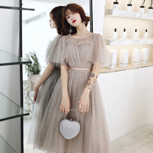 Cute tulle sequins short prom dress  8161