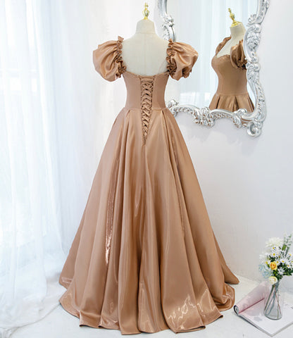 Cute satin long A line prom dress evening dress  8813