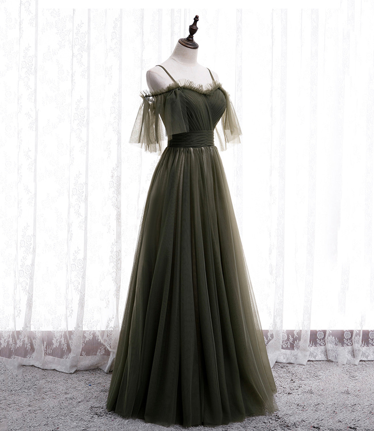 Simple tulle long A line prom dress evening dress  8930