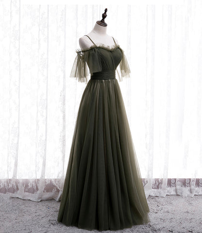 Simple tulle long A line prom dress evening dress  8930
