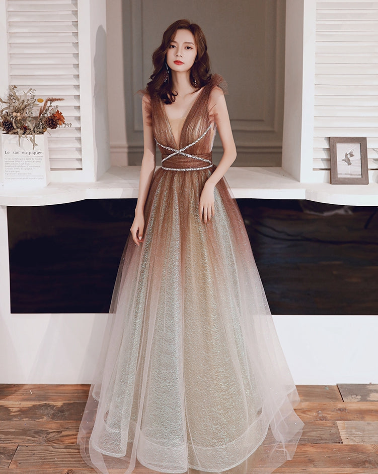 Stylish tulle sequins prom dress evening dress  8282
