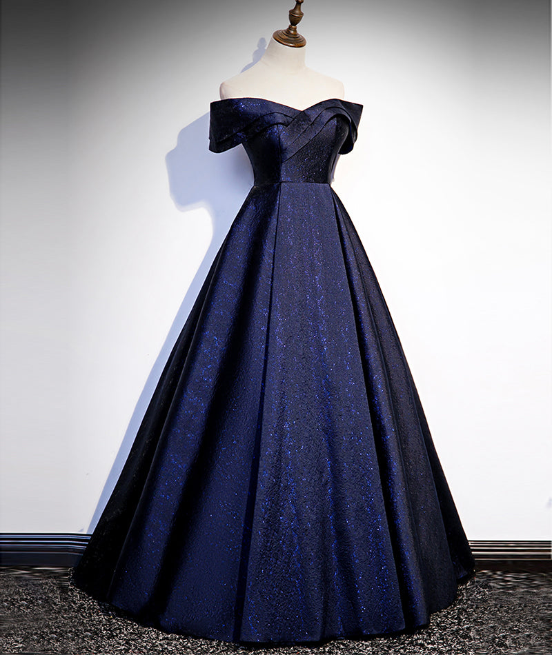 Blue Shiny Elegant Long Satin Ball Gown Evening Dress formal dress 8551