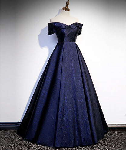 Blue Shiny Elegant Long Satin Ball Gown Evening Dress formal dress 8551