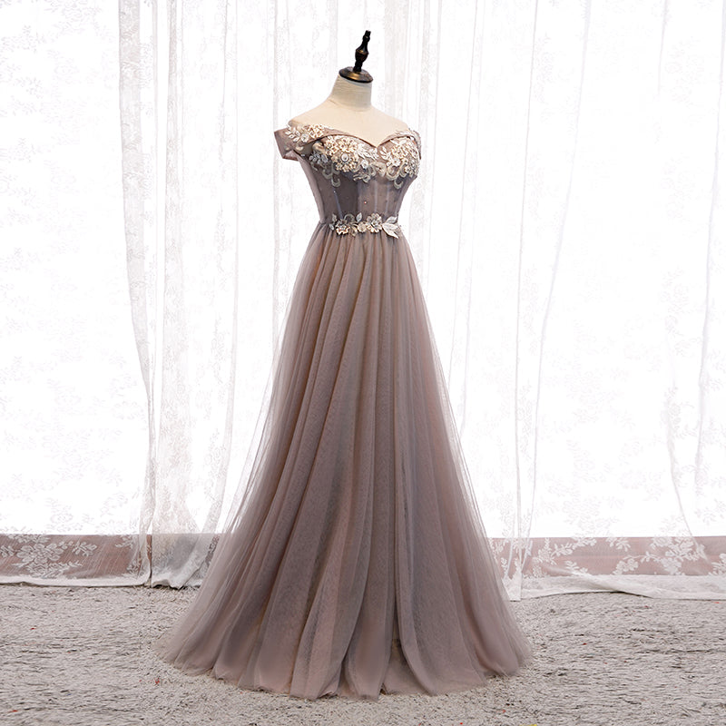 Elegant tulle lace long prom dress  8320