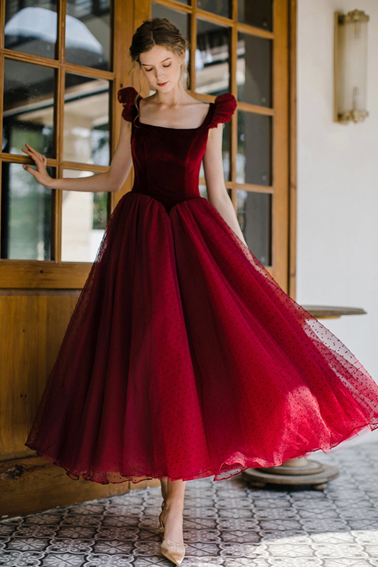 Pink/Red Cute A-line Long Prom Dress Evening Dress Graduation Party Dress 8646
