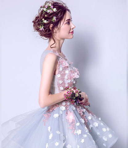 Blue tulle applique long ball gown dress formal dress  8922