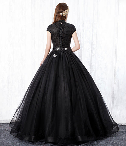 Black tulle long A line ball gown dress formal dress  8650