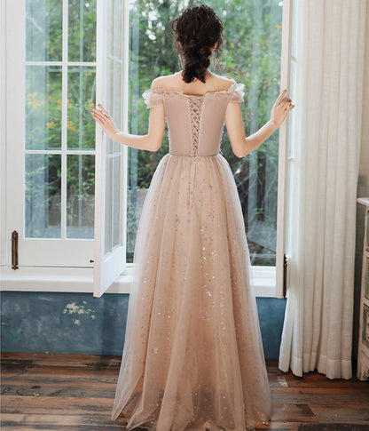 Cute tulle sequins long prom dress evening dress  8419