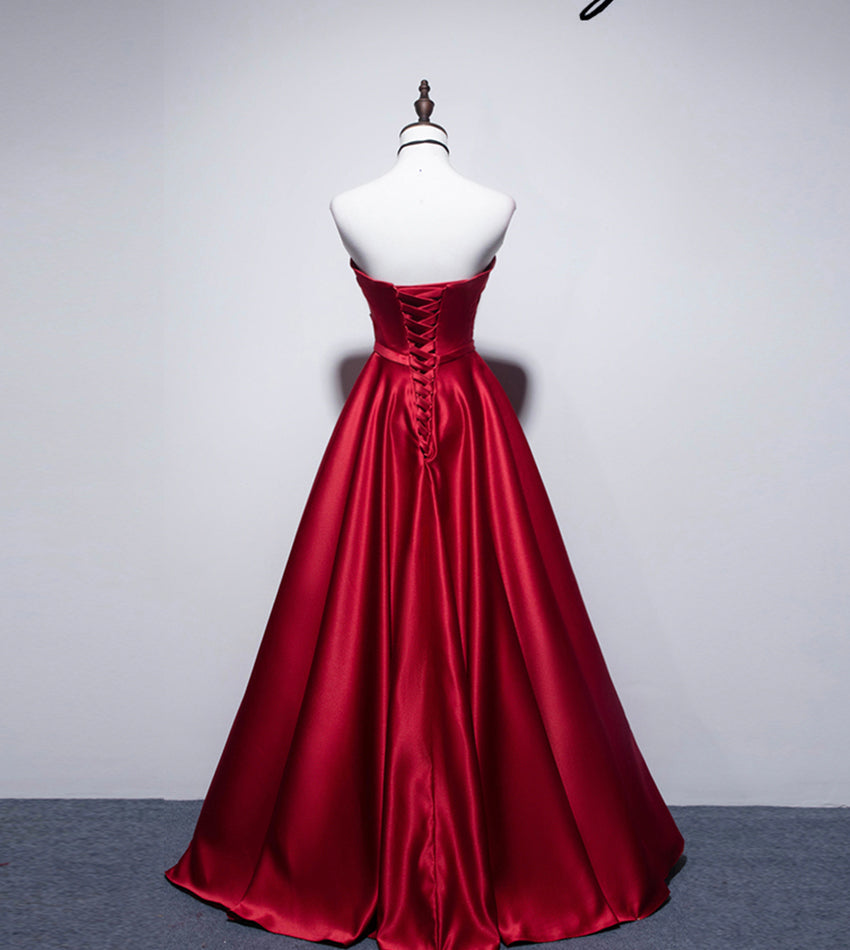 Simple satin long prom dress A line evening dress  8546