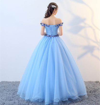 Blue tulle long ball gown dress formal dress  8627