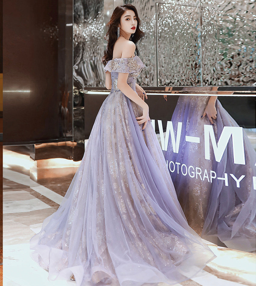 Shiny tulle sequins long prom dress evening dress  8537