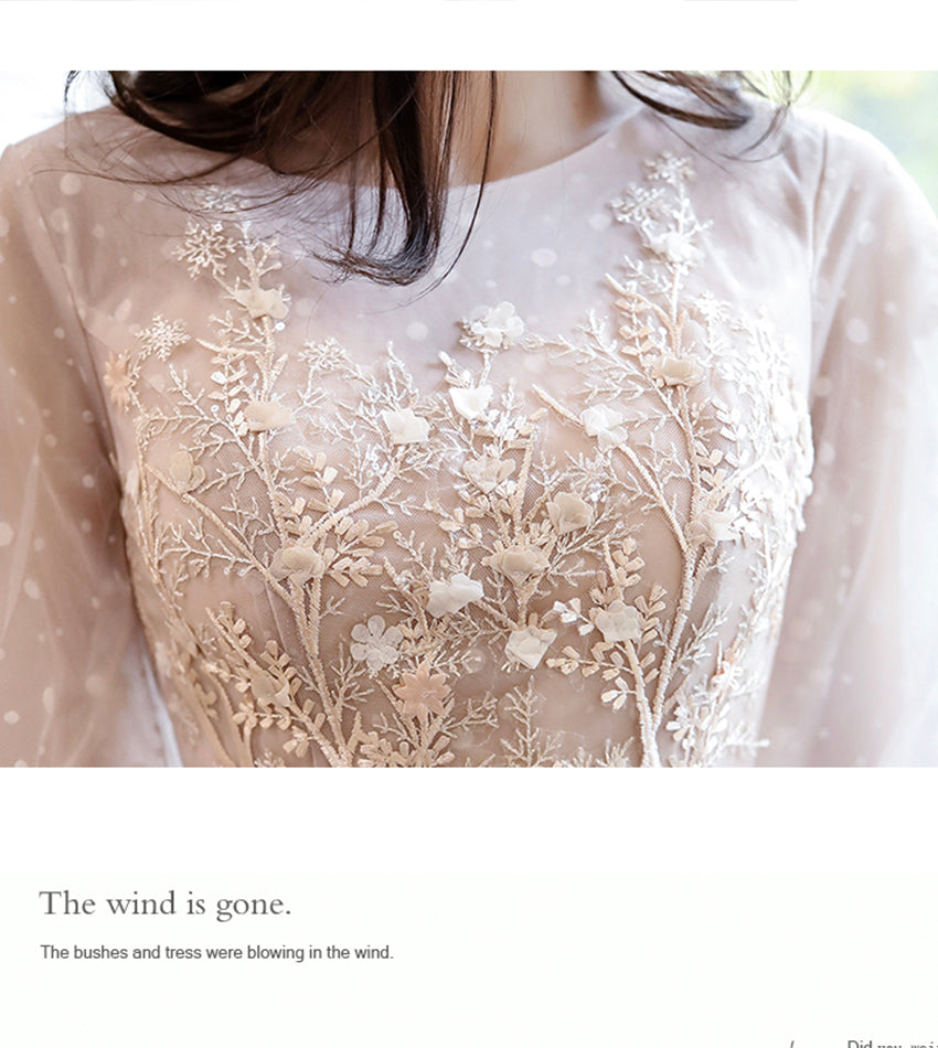 Cute tulle lace long sleeve dress evening dress  8536